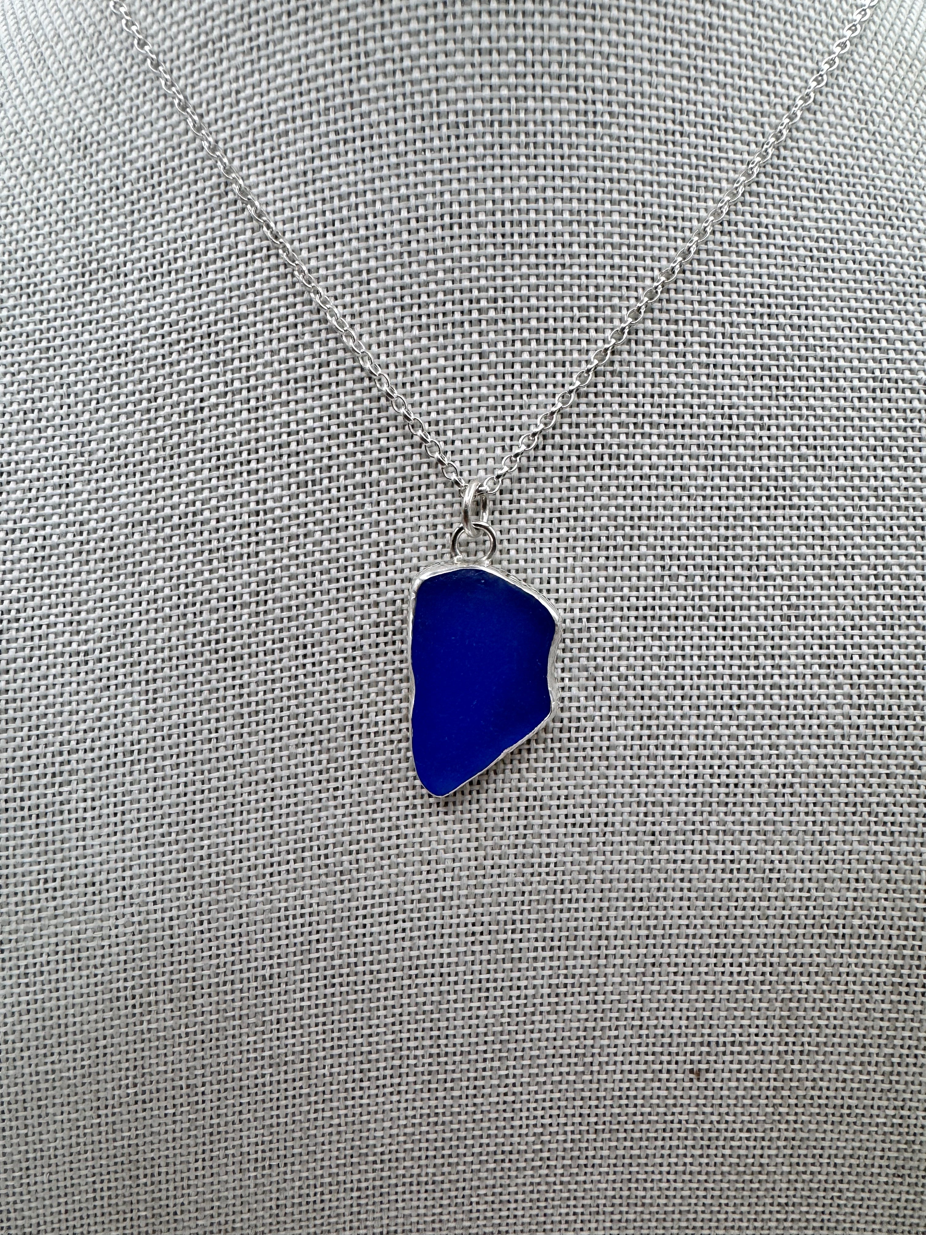 One-of-a kind cornflower blue sea glass pendant